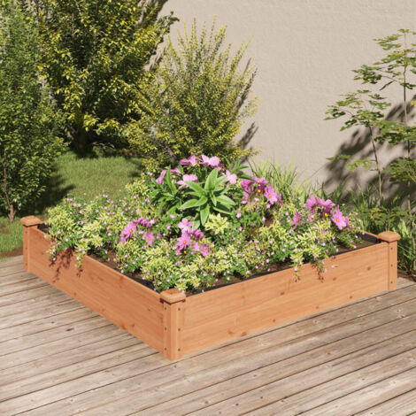 Garden Raised Bed with Liner Brown 120x120x25 cm Solid Wood Fir vidaXL