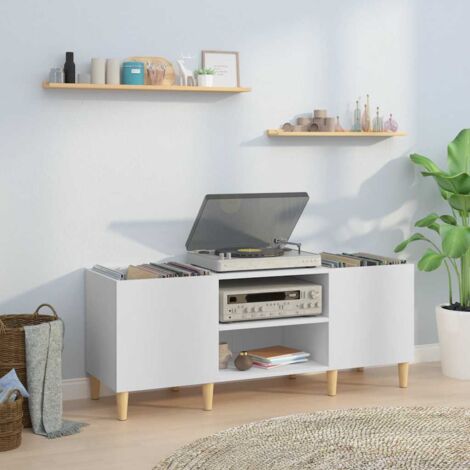 Record Cabinet White 121x38x48 cm Engineered Wood vidaXL (1/5)
