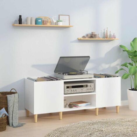 Record Cabinet High Gloss White 121x38x48 cm Engineered Wood vidaXL
