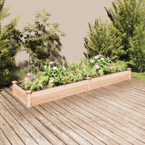 Garden Raised Bed with Liner 240x60x25 cm Solid Wood Fir vidaXL