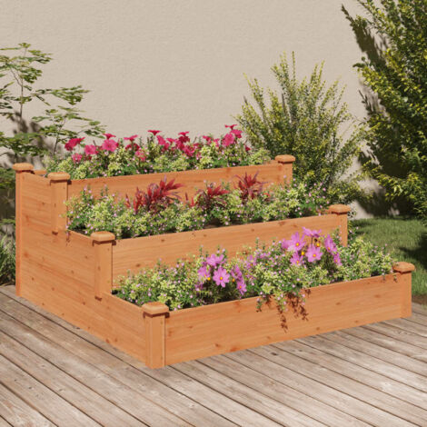 Garden Raised Bed Brown 120x120x56 cm Solid Wood Fir vidaXL