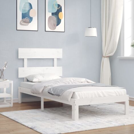 Bed Frame without Mattress White 90x200 cm Solid Wood Pine vidaXL (1/5)