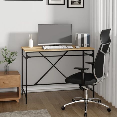 Desk Sonoma Oak 100x50x75 cm Engineered Wood and Iron vidaXL