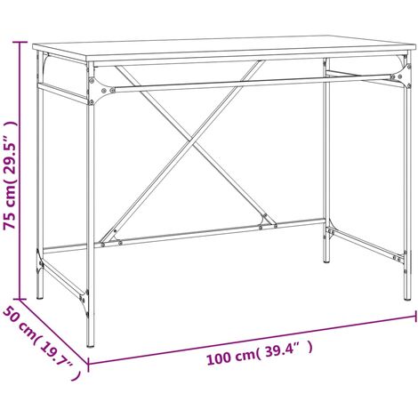 Desk Sonoma Oak 100x50x75 cm Engineered Wood and Iron vidaXL