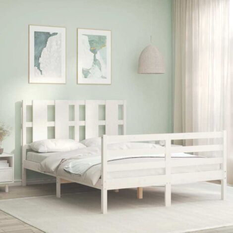 Bed Frame without Mattress White Small Double Solid Wood vidaXL (1/5)