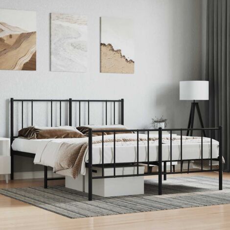 Metal Bed Frame without Mattress with Footboard Black 160x200cm vidaXL (1/5)