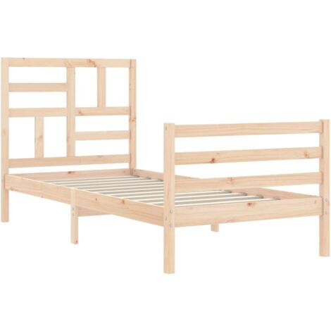 Bed Frame with Headboard 90x200 cm Solid Wood vidaXL (1/5)