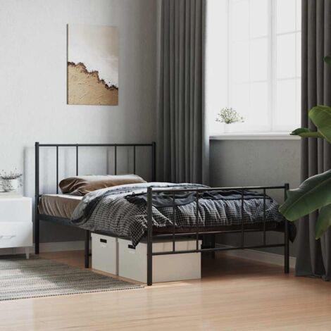 Metal Bed Frame without Mattress with Footboard Black 90x190cm vidaXL (1/5)
