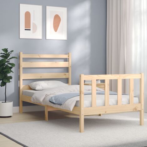 Bed Frame without Mattress 90x200 cm Solid Wood Pine vidaXL (1/5)