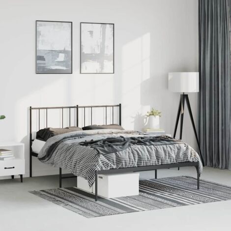 Metal Bed Frame without Mattress with Headboard Black 150x200cm vidaXL (1/5)