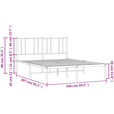 Metal Bed Frame without Mattress with Headboard Black 160x200cm vidaXL