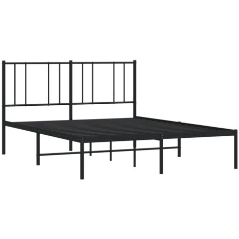 Metal Bed Frame without Mattress with Headboard Black 160x200cm vidaXL