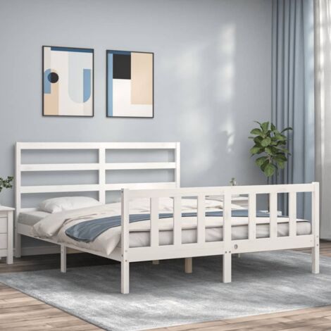 Bed Frame without Mattress White 160x200 cm Solid Wood Pine vidaXL (1/5)