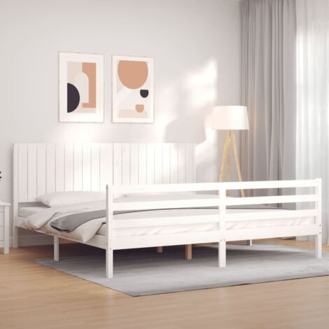 Bed Frame without Mattress White 200x200 cm Solid Wood vidaXL (1/5)