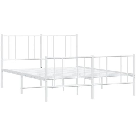 Metal Bed Frame without Mattress with Footboard White 140x200cm vidaXL (1/5)
