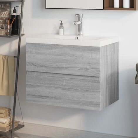 Sink Cabinet with Built-in Basin Grey Sonoma Engineered Wood vidaXL