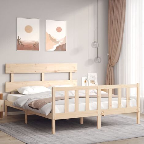 Bed Frame without Mattress 160x200 cm Solid Wood Pine vidaXL (1/5)