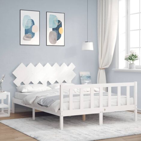Bed Frame without Mattress White 140x190 cm Solid Wood Pine vidaXL (1/5)
