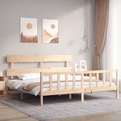 Bed Frame without Mattress Super King Size Solid Wood Pine vidaXL (1/5)