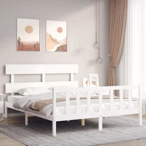 Bed Frame without Mattress White 160x200 cm Solid Wood Pine vidaXL (1/5)