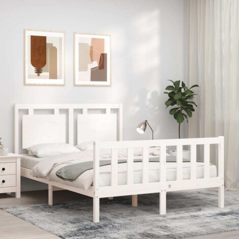 Bed Frame without Mattress White 120x200 cm Solid Wood Pine vidaXL (1/5)