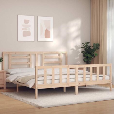 Bed Frame without Mattress 200x200 cm Solid Wood Pine vidaXL (1/5)