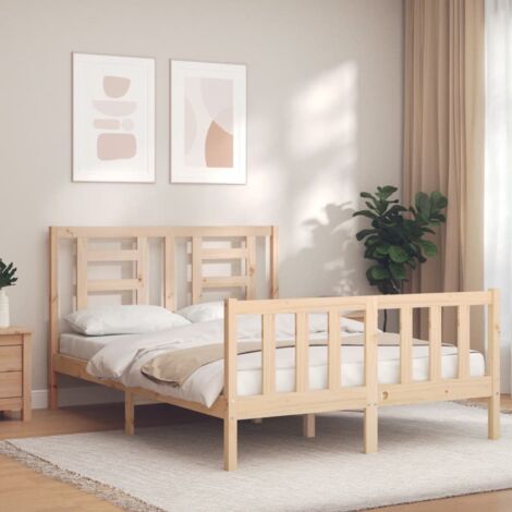 Bed Frame without Mattress 140x190 cm Solid Wood Pine vidaXL (1/5)