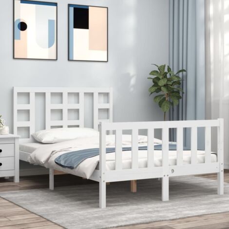 Bed Frame without Mattress White 120x200 cm Solid Wood Pine vidaXL (1/5)