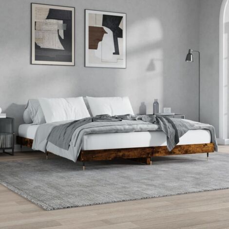Bed Frame without Mattress Smoked Oak 120x200 cm Engineered Wood vidaXL (1/5)