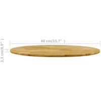 vidaXL Table Top Solid Oak Wood Round 23 mm 400 mm - Brown