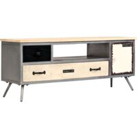 vidaXL TV Cabinet Solid Mango Wood and Steel 120x30x45 cm - Multicolour