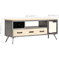 vidaXL TV Cabinet Solid Mango Wood and Steel 120x30x45 cm - Multicolour