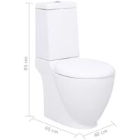 vidaXL Ceramic Toilet Back Water Flow White - White