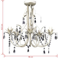Crystal Pendant Ceiling Lamp Chandelier Elegant 5 Bulb Sockets - White