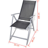 vidaXL Folding Garden Chairs 4 pcs Aluminium - Black
