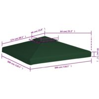 vidaXL Gazebo Cover Canopy Replacement 310 g / m² Green 3 x 3 m - Green