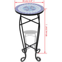 Mosaic Side Table Plant Table Blue White - Blue