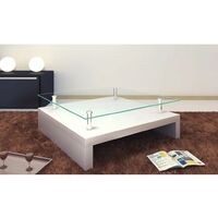 vidaXL Coffee Table with Glass Top White - White