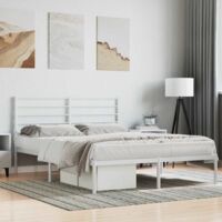 Metal Bed Frame without Mattress with Headboard White 120x190cm vidaXL