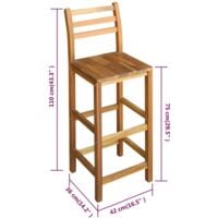 vidaXL Bar Chairs Solid Acacia Wood 2 pcs