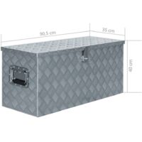 vidaXL Aluminium Anthracite Box Silver 90.5x35x40 cm - Silver