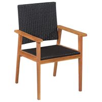 vidaXL Outdoor Chairs 2 pcs Poly Rattan Black and Brown