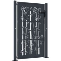 Garden Gate Anthracite 105x155 cm Steel Bamboo Design vidaXL