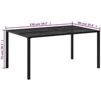 vidaXL Garden Table Black Steel 150x90x72 cm - Black