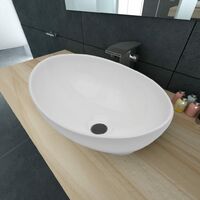vidaXL Luxury Ceramic Basin Oval-shaped Sink 40 x 33 cm White - White