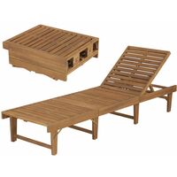 Sunbed Natural wood Solid acacia wood, oil finish Standard vidaXL