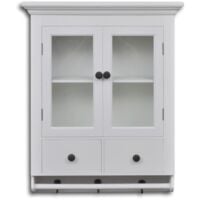vidaXL Wooden Kitchen Wall Cabinet with Glass Door White - White