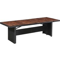 vidaXL Garden Table 240x90x74 cm Poly Rattan and Solid Acacia Wood - Black