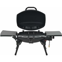 vidaXL Portable Gas BBQ Grill with Cooking Zone Black - Black
