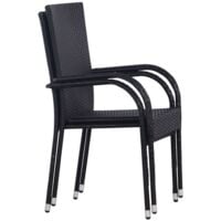 vidaXL Stackable Outdoor Chairs 2 pcs Poly Rattan Black - Black